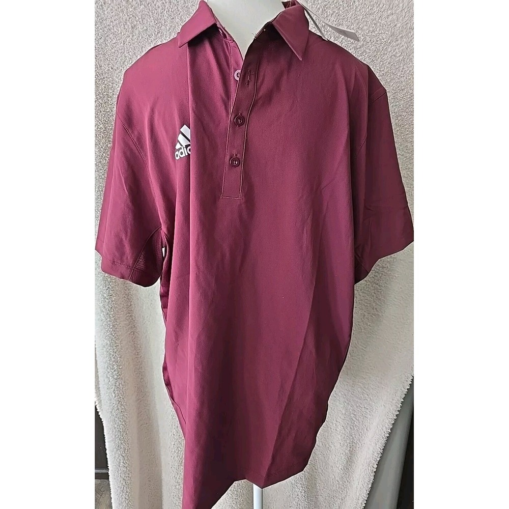 Adidas‎ Men's M STM Polo. Maroon NWT Size L Short Sleeve Shirt Summer Golf